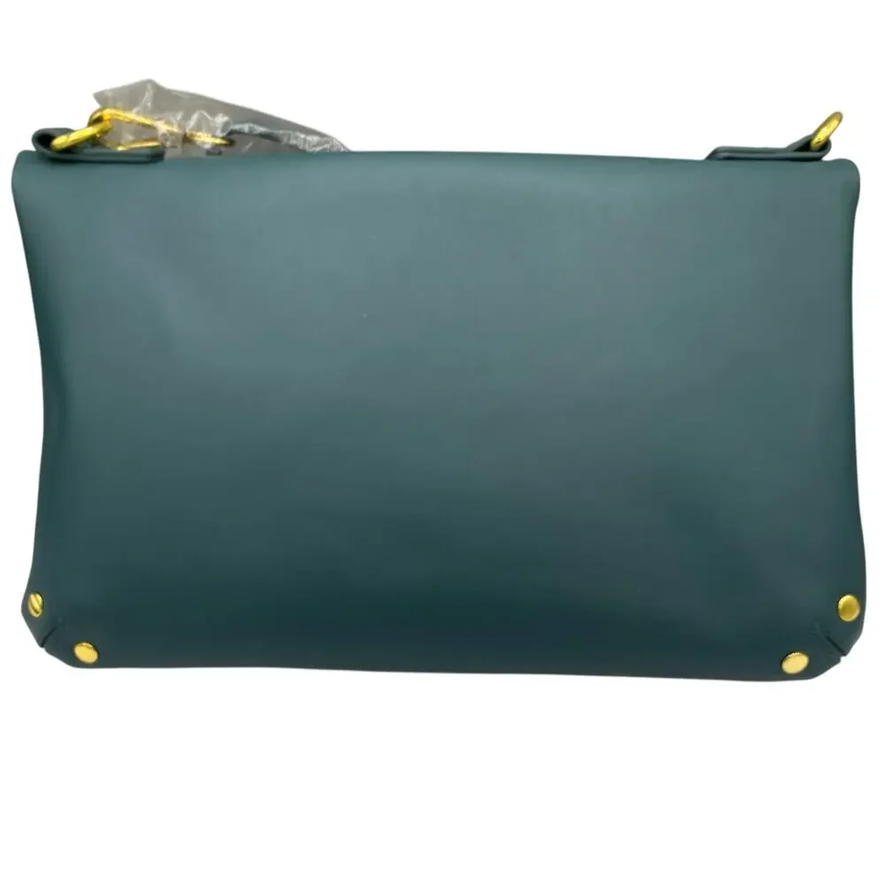 Joy & Iman New Without Tags Aqua  Leather Foldover Hobo Crossbody Shoulder Bag